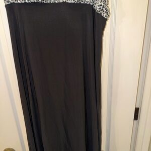 Black Maxi Dress with Animal Print Trim